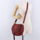 Chloe Marcie Shoulder Bag Leather Red Gold Auth 188545-26