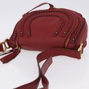 Chloe Marcie Shoulder Bag Leather Red Gold Auth 188545-6
