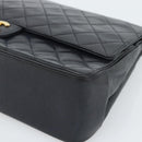 CHANEL Double Flap 25 Matelasse Chain Bag Lamb Skin Navy Gold CC Auth 188549SAV-9