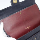 CHANEL Double Flap 25 Matelasse Chain Bag Lamb Skin Navy Gold CC Auth 188549SAV-18
