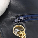 CHANEL Double Flap 25 Matelasse Chain Bag Lamb Skin Navy Gold CC Auth 188549SAV-24