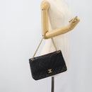 CHANEL Double Flap 25 Matelasse Chain Bag Lamb Skin Navy Gold CC Auth 188549SAV-27