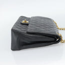 CHANEL Double Flap 25 Matelasse Chain Bag Lamb Skin Navy Gold CC Auth 188549SAV-4