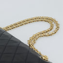 CHANEL Double Flap 25 Matelasse Chain Bag Lamb Skin Navy Gold CC Auth 188549SAV-8
