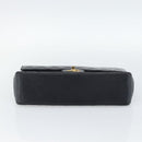 CHANEL Double Flap 25 Matelasse Chain Bag Lamb Skin Navy Gold CC Auth 188549SAV-5