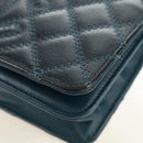 CHANEL Matelasse Chain Wallet Bag Caviar Skin Navy Silver CC Auth 188550SAV-15