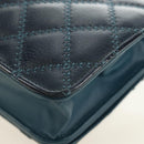 CHANEL Matelasse Chain Wallet Bag Caviar Skin Navy Silver CC Auth 188550SAV-17