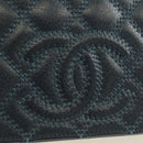 CHANEL Matelasse Chain Wallet Bag Caviar Skin Navy Silver CC Auth 188550SAV-18