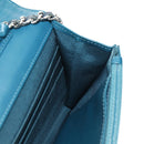 CHANEL Matelasse Chain Wallet Bag Caviar Skin Navy Silver CC Auth 188550SAV-25