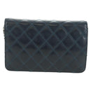 CHANEL Matelasse Chain Wallet Bag Caviar Skin Navy Silver CC Auth 188550SAV-2