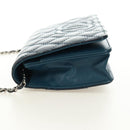CHANEL Matelasse Chain Wallet Bag Caviar Skin Navy Silver CC Auth 188550SAV-3