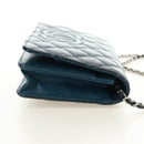 CHANEL Matelasse Chain Wallet Bag Caviar Skin Navy Silver CC Auth 188550SAV-4