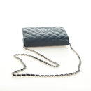 CHANEL Matelasse Chain Wallet Bag Caviar Skin Navy Silver CC Auth 188550SAV-7