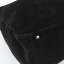 FENDI Hand Bag Suede Black Gold Auth 188554A-15