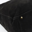 FENDI Hand Bag Suede Black Gold Auth 188554A-17