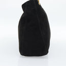 FENDI Hand Bag Suede Black Gold Auth 188554A-3
