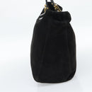 FENDI Hand Bag Suede Black Gold Auth 188554A-4