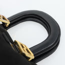 FENDI Hand Bag Suede Black Gold Auth 188554A-14