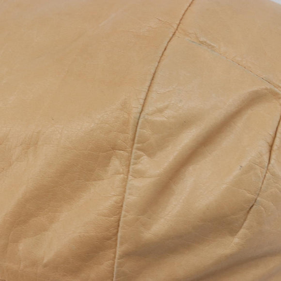 CELINE Hand Bag Leather Beige Gold Auth 188555