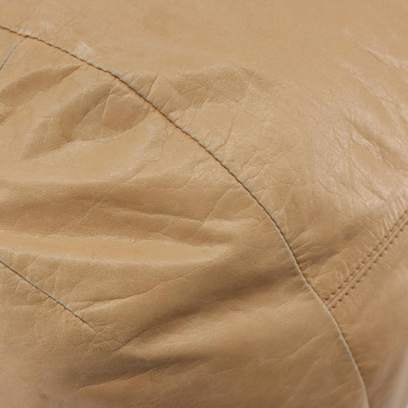 CELINE Hand Bag Leather Beige Gold Auth 188555