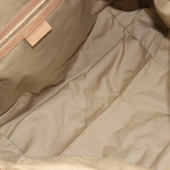 CELINE Hand Bag Leather Beige Gold Auth 188555