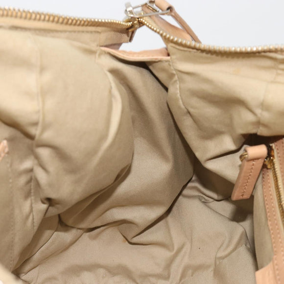 CELINE Hand Bag Leather Beige Gold Auth 188555