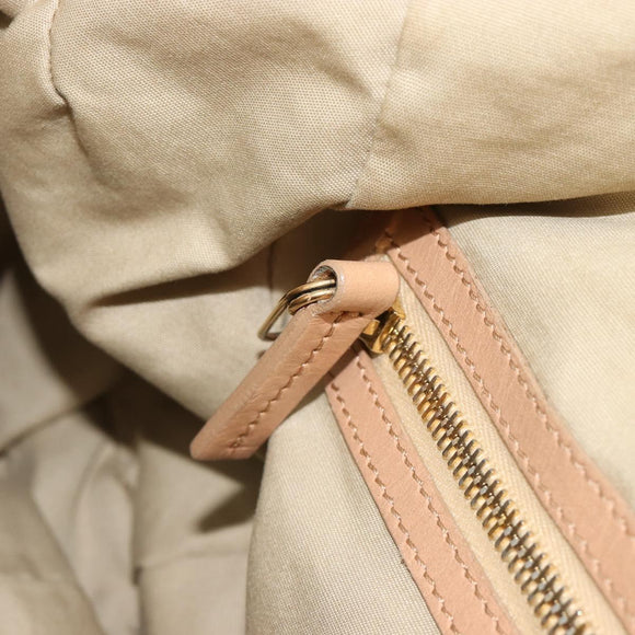 CELINE Hand Bag Leather Beige Gold Auth 188555