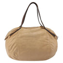 CELINE Hand Bag Leather Beige Gold Auth 188555-2