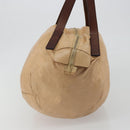 CELINE Hand Bag Leather Beige Gold Auth 188555-3