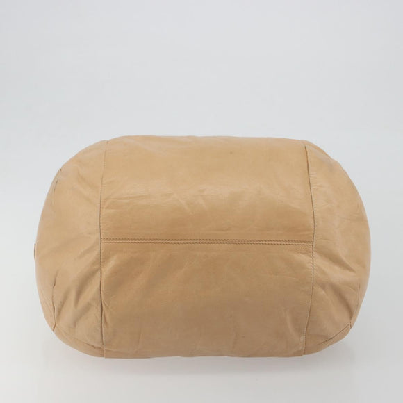 CELINE Hand Bag Leather Beige Gold Auth 188555
