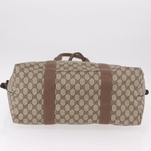 GUCCI GG Supreme Boston Bag PVC Beige Gold 012 1095 6080 Auth 188557