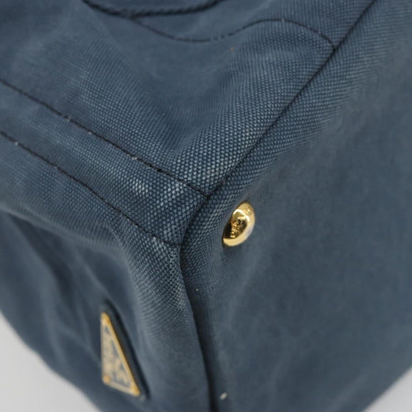 PRADA Canapa MM Hand Bag Canvas Blue Auth 188558