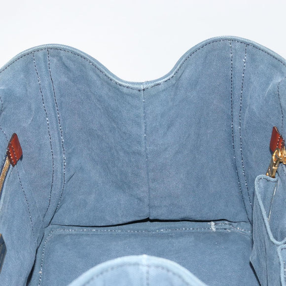 PRADA Canapa MM Hand Bag Canvas Blue Auth 188558