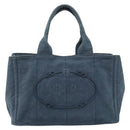 PRADA Canapa MM Hand Bag Canvas Blue Auth 188558-2