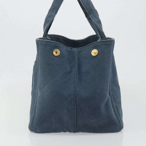 PRADA Canapa MM Hand Bag Canvas Blue Auth 188558