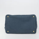 PRADA Canapa MM Hand Bag Canvas Blue Auth 188558-9