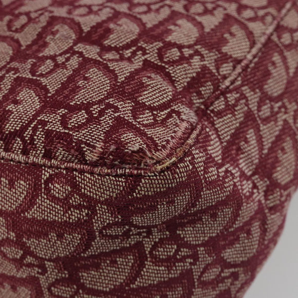 Christian Dior Trotter Canvas Tote Bag Red Silver Auth 188560