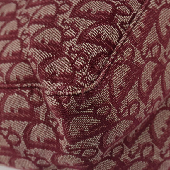 Christian Dior Trotter Canvas Tote Bag Red Silver Auth 188560