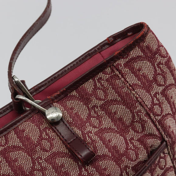 Christian Dior Trotter Canvas Tote Bag Red Silver Auth 188560