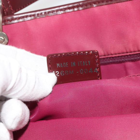 Christian Dior Trotter Canvas Tote Bag Red Silver Auth 188560