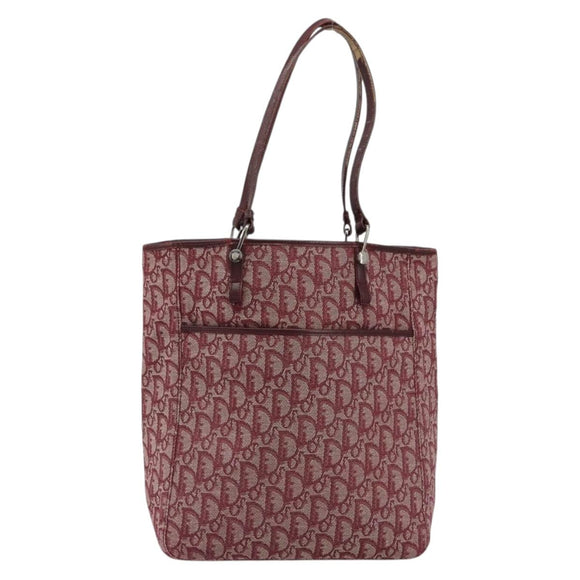 Christian Dior Trotter Canvas Tote Bag Red Silver Auth 188560