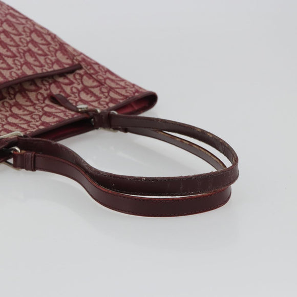 Christian Dior Trotter Canvas Tote Bag Red Silver Auth 188560