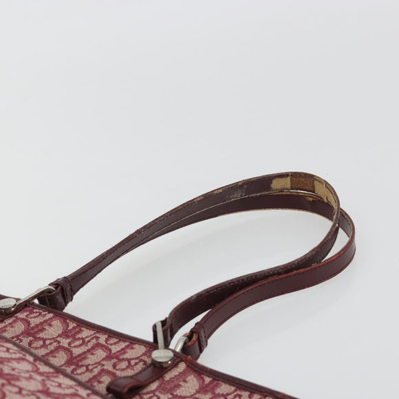 Christian Dior Trotter Canvas Tote Bag Red Silver Auth 188560