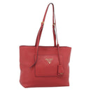 PRADA Tote Bag Leather Red Auth 188562A-1