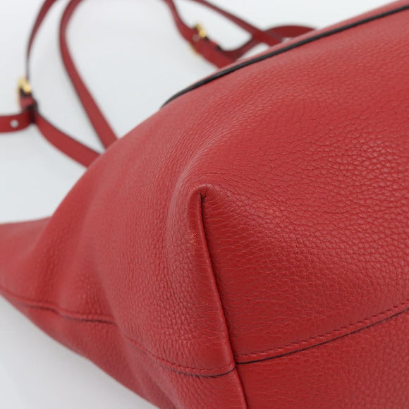 PRADA Tote Bag Leather Red Auth 188562A