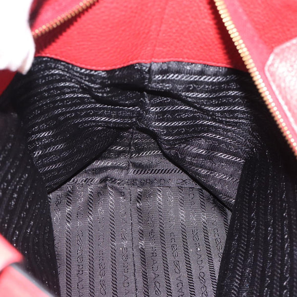 PRADA Tote Bag Leather Red Auth 188562A