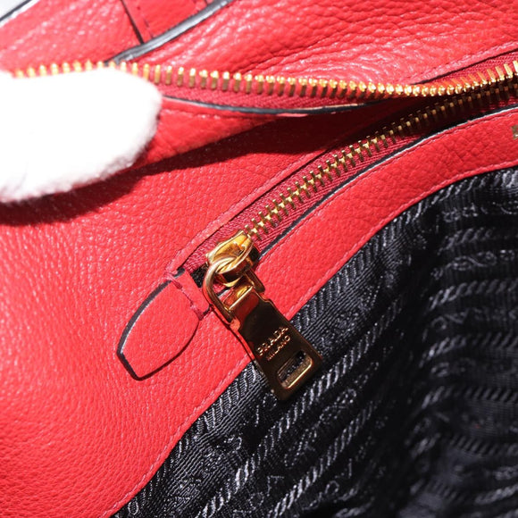 PRADA Tote Bag Leather Red Auth 188562A
