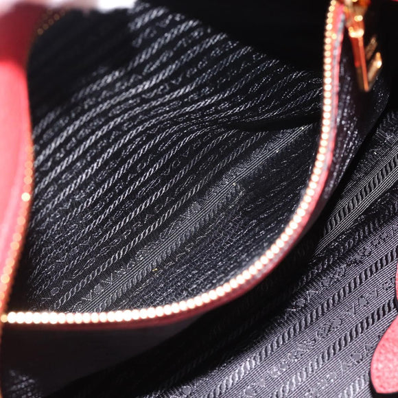 PRADA Tote Bag Leather Red Auth 188562A