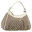 GUCCI GG Canvas Abbey Hand Bag Beige Gold Auth 188567A-1