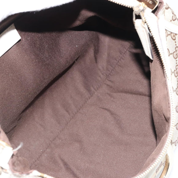 GUCCI GG Canvas Abbey Hand Bag Beige Gold Auth 188567A